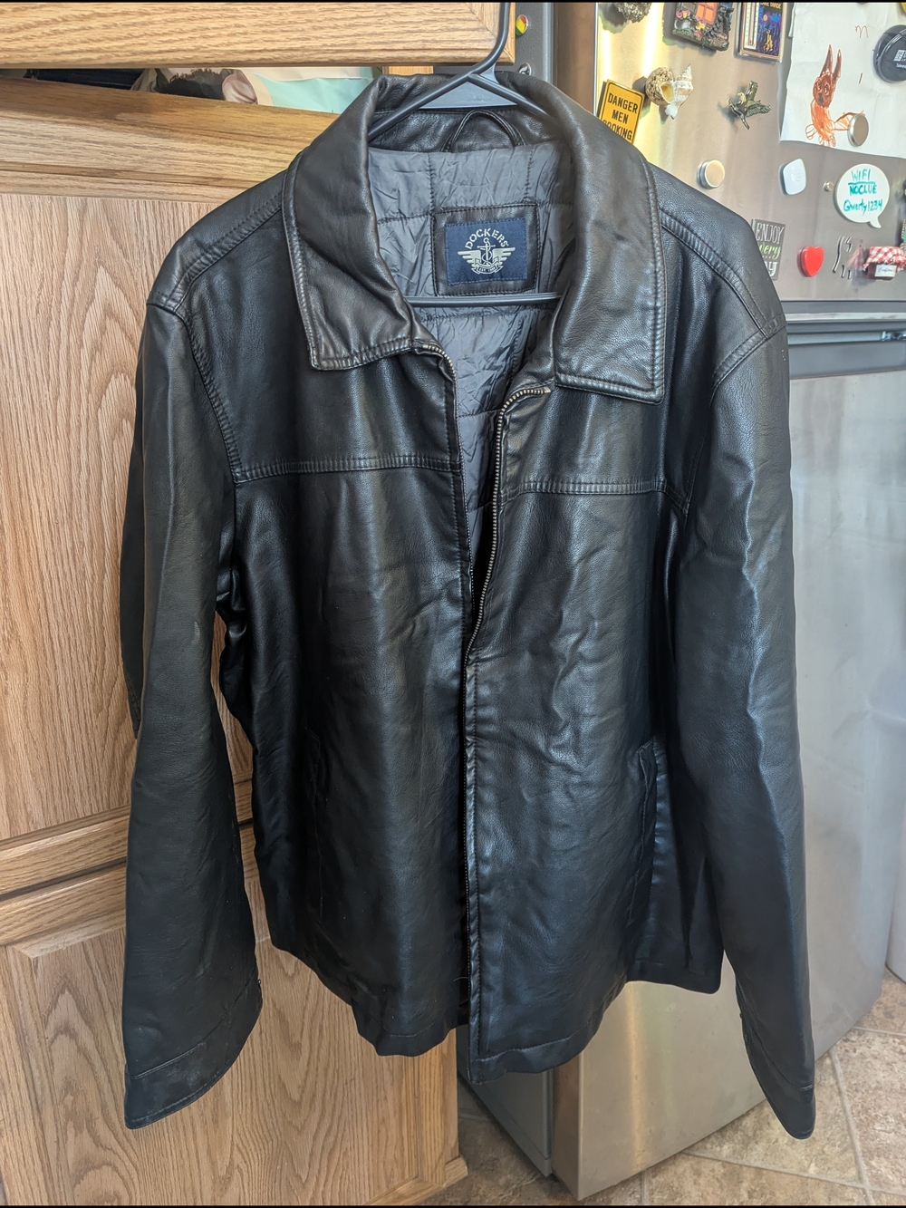 Dockers women's black faux leather bomber jacket